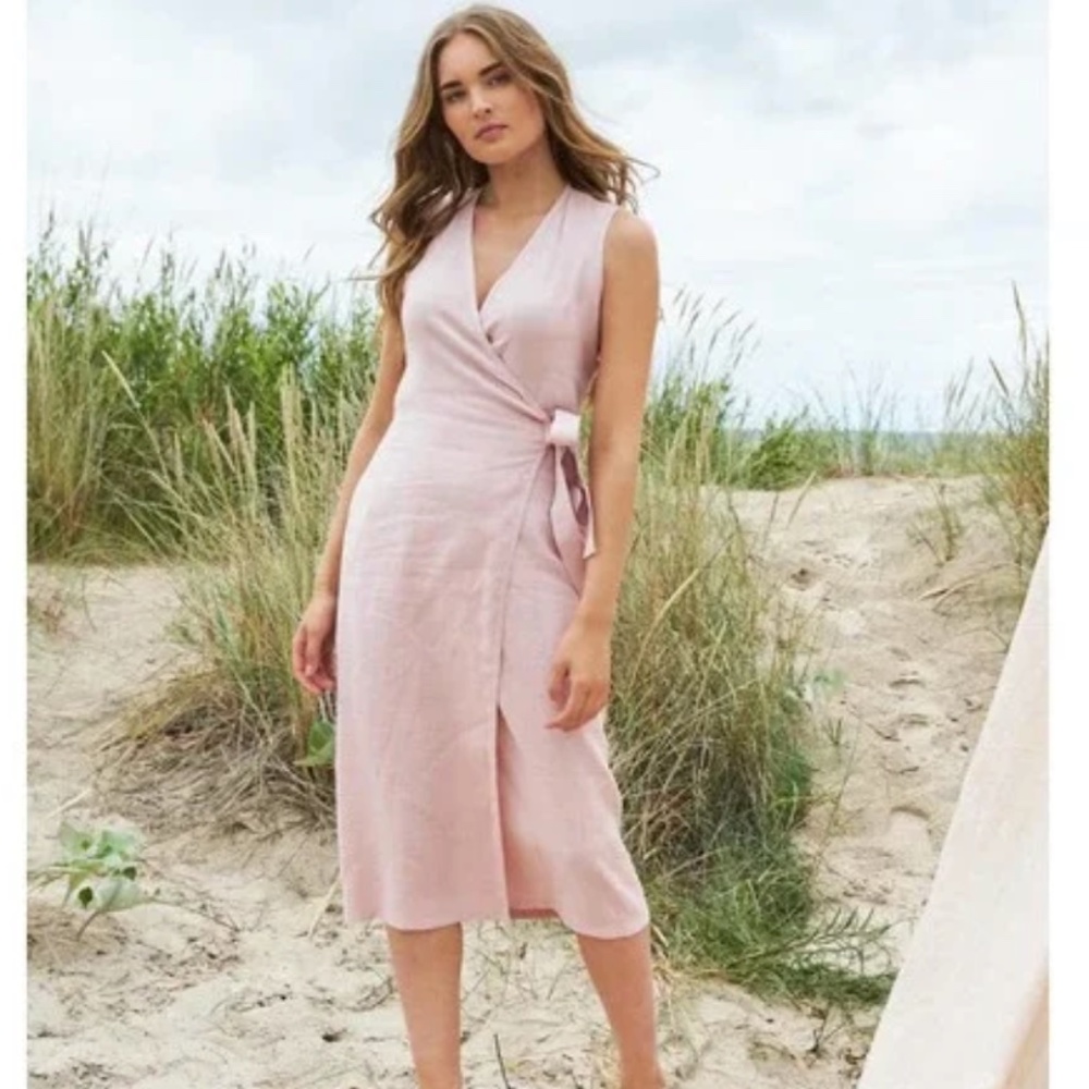 NWOT Everlane The Japanese GoWeave Short-Sleeve Wrap Dress in Rose